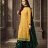 Yellow-Green Faux Georgette Embroidery & Stone Work Sharara Suit