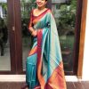 Beautiful Blue Color Soft Lichi Silk Cloth Rich Pallu All Over Saree
