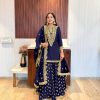 Dazzling Blue Georgette Embroidery Mirror Work Salwar Suit