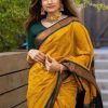 Dazzling Yellow Color Soft Lichi Silk Cloth  Rich Pallu Work Saree