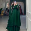 Elegant Green Color Georgette Plain Top Plain Plaza And Dupatta