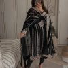 Fancy Black Color Georgette Embroidery Foil Work Salwar Suit