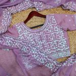 Fancy Purple Color Pure Soft Tabby Organza Butta Nd Work Saree