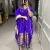 Glamorous Royal Blue Color Jacquard Zari Work Kaftan Kurti