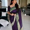 Glamorous Violet Color Soft Lichi Silk Beautiful Rich Pallu Saree