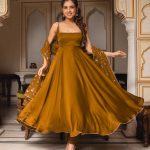 Gorgeous Coffee Heavy Faux Georgette Fully Flair Salwar Suit