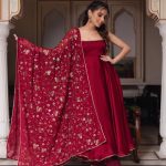 Gorgeous Red Heavy Faux Georgette With Fully Flair Salwar Suit