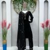 Grand Black Color Velvet Thread Work With Real Mirror Salwar Suit