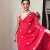Mesmerizing Red Color Georgette Thread Gmathi Work Saree