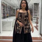 New Black Foix Georgette Rivet Moti Digital Printed Lehenga Choli