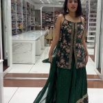 New Green Foix Georgette Rivet Moti Digital Printed Lehenga Choli