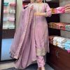 Nice Light Purple Color Pure Chinnon Silk Embroidery Salwar Suit