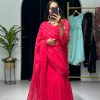 Nice Pink Color Georgette Embroidery Moti Work Lehenga Saree