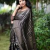 Perfect Black Color Soft Lichi Silk Cloth Rich Pallu Work Saree