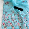 Perfect Blue Color Organza Beautiful Floral Digital Print Saree