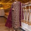 Perfect Maroon Color Georgette Coding Embroidery Stone Kurti