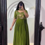 Pretty Green Color Faux Georgette Multi-Thread Work Anarkali Suit