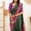 Pretty Green Color Soft Lichi Silk Cloth  Rich Pallu Work Saree