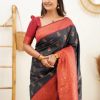 Pretty Grey Color Soft Lichi Silk Cloth  Rich Pallu Work Saree