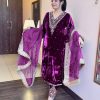 Pretty Purple Color Heavy Pure Viscose Velvet Embroidery Sharara
