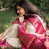 Special Cream Color Soft Lichi Silk Cloth Beautiful Rich Pallu Saree