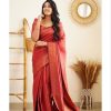Slightly Red Color Soft Lichi Silk Cloth Rich Pallu All Over Saree