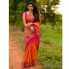 Stylish Orange Color Soft Lichi Silk Cloth Rich Pallu All Over Saree