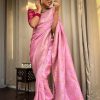 Stylish Pink Color Pure Soft Dola Silk Beautiful Rich Pallu Saree