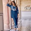 Sublime Navy Blue Color Rayon With Beautiful Embroidery Kurti