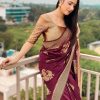 Super Maroon Soft Lichi Silk Ordinary Design Rich Pallu Saree