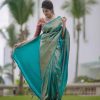 Superb Blue Color Soft Lichi Silk Cloth Rich Pallu All Over Saree