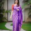 Superb Purple Color Soft Lichi Silk Cloth Rich Pallu All Over Saree