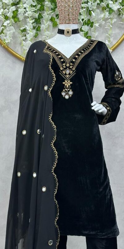 KD 1366 Blue Velvet Thread Work With Real Mirror Salwar Suit Work : Embroidery With Sequence Thread Work Party, Wedding, Festive @2049/- Only | Salwar suit, Designer Suits, Casual Suits, Creative suits, Palazzo Suits, Party Wear Suits, Straight Suits