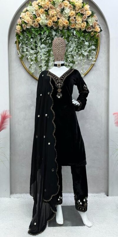 KD 1366 Blue Velvet Thread Work With Real Mirror Salwar Suit Work : Embroidery With Sequence Thread Work Party, Wedding, Festive @2049/- Only | Salwar suit, Designer Suits, Casual Suits, Creative suits, Palazzo Suits, Party Wear Suits, Straight Suits