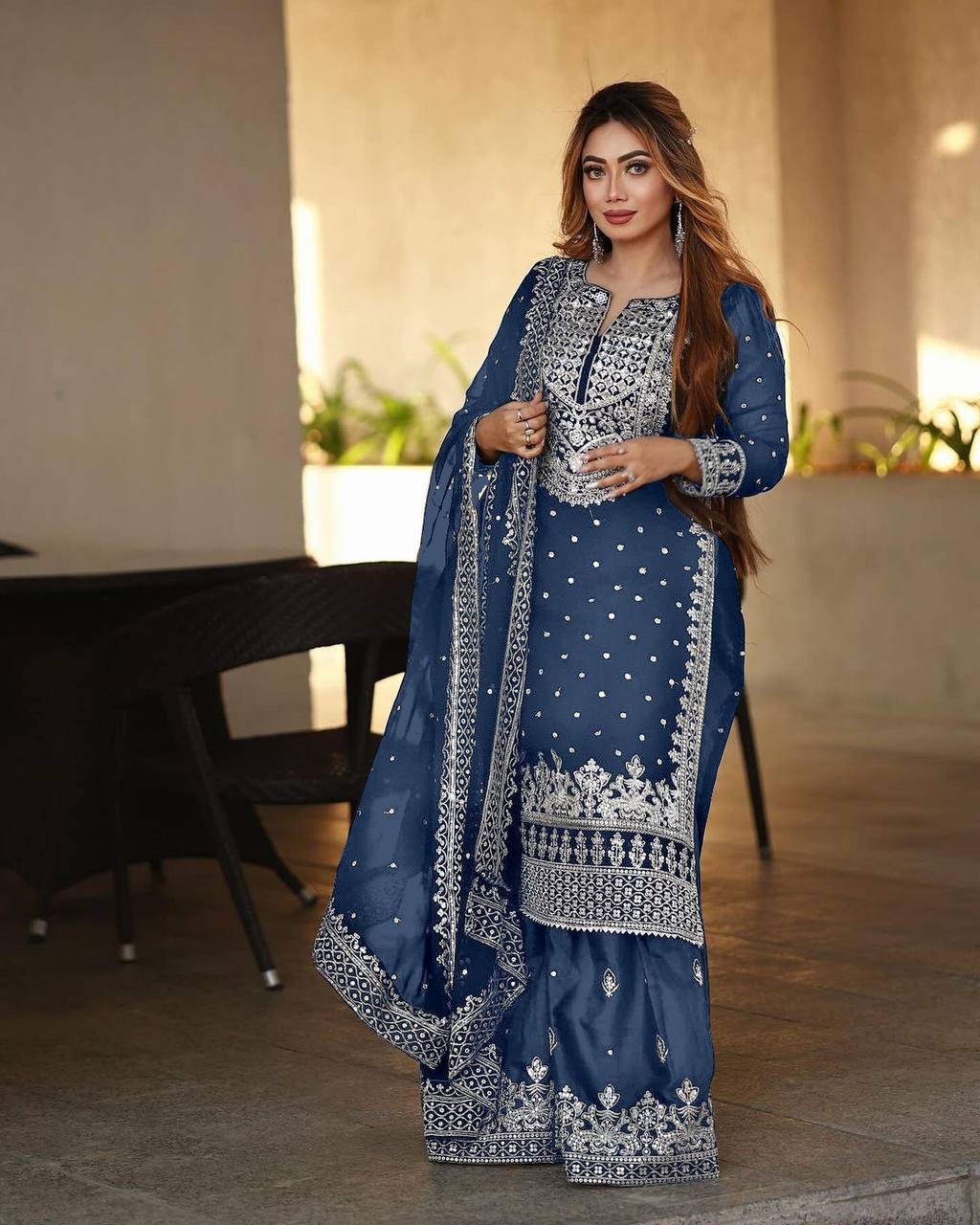 SSR 449 Blue Georgette Embroidery Sequence Salwar Suit Wedding, Party, Festive, Events Expected Delivery 4-6 Working Days @ 2049/- Only | Salwar suit, Designer Suits, Casual Suits, Creative suits, Party Wear Suits, Straight Suits