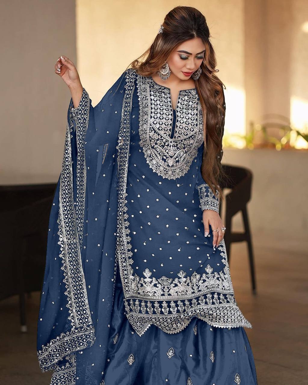 SSR 449 Blue Georgette Embroidery Sequence Salwar Suit Wedding, Party, Festive, Events Expected Delivery 4-6 Working Days @ 2049/- Only | Salwar suit, Designer Suits, Casual Suits, Creative suits, Party Wear Suits, Straight Suits