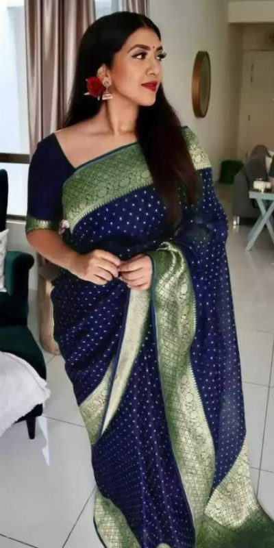 KP 4012 Navy Blue Color Soft Lichi Silk Cloth Beautiful Rich Pallu Saree Casual, Party Wear, Wedding, Events Etc.   Expected Delivery 4-6 Working Days @ 1349 | Sarees, Bollywood Sarees, Creative Sarees, Designer Sarees, Embroidered Sarees, Ethnic Saree, Modern Digital sarees, Party Wear Sarees