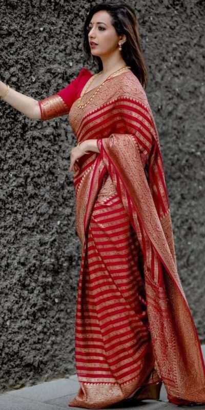KP 4085 Red Color Soft Lichi Silk Jacquard On All Over Saree Casual, Party Wear, Wedding, Events Etc. Expected Delivery 4-6 Working Days @1399/- | Sarees, Bollywood Sarees, Creative Sarees, Designer Sarees, Embroidered Sarees, Ethnic Saree, Modern Digital sarees, Party Wear Sarees