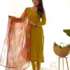Aglow Dark Mustard Color Pure Viscose Fabric Straight Fit Kurta