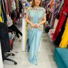Beautiful Blue Color Chinon Silk Embroidered Sequence Saree