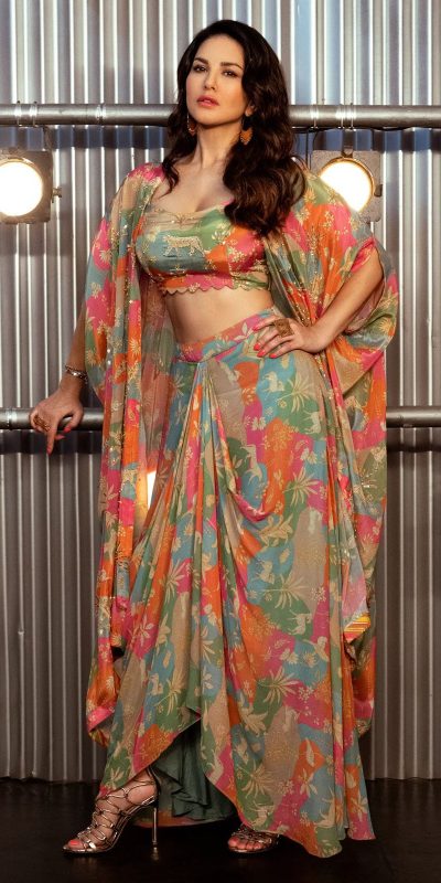 Beautiful Malty Color Crepe Silk Printed Mirror Work Salwar Suit