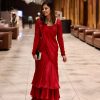 Beautiful Red Color Chinon silk Thread Sequence Lehenga Saree