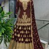Captivating Maroon Color Chinnon Silk Embroidery Lehenga Choli
