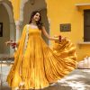 Dazzling Yellow Color Heavy Georgette Attached Pad Salwar Suit