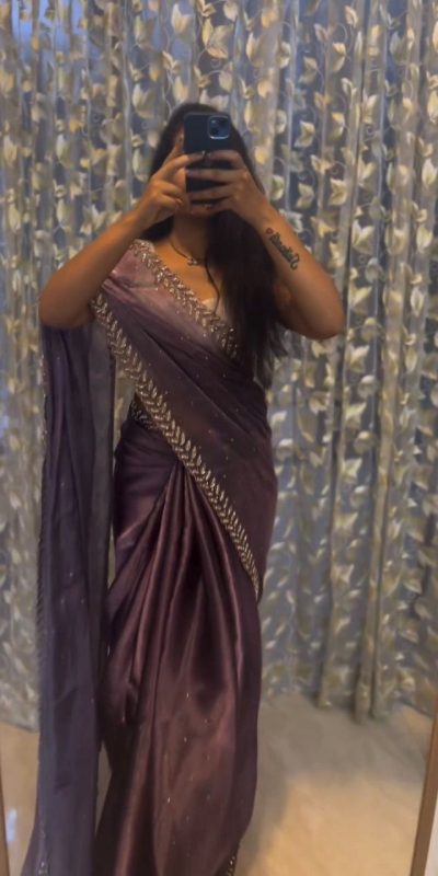 Elegant Purple Soft Jimmy Choo Embroidery Sequence Saree