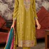 Fancy Mustard Vichitra Embroidery Codding Sequence Salwar Suit