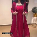 Fancy Pink Color Georgette Thread Sequence Shrug Salwar Suit