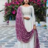 Fancy Purple Color Chinon Silk Embroidery Sequence Salwar Suit