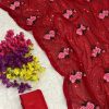 Fancy Red Color Georgette Sequence Multi Thread Work Saree