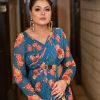 Fancy Royal Blue Color Georgette Digital Printed All Over Saree